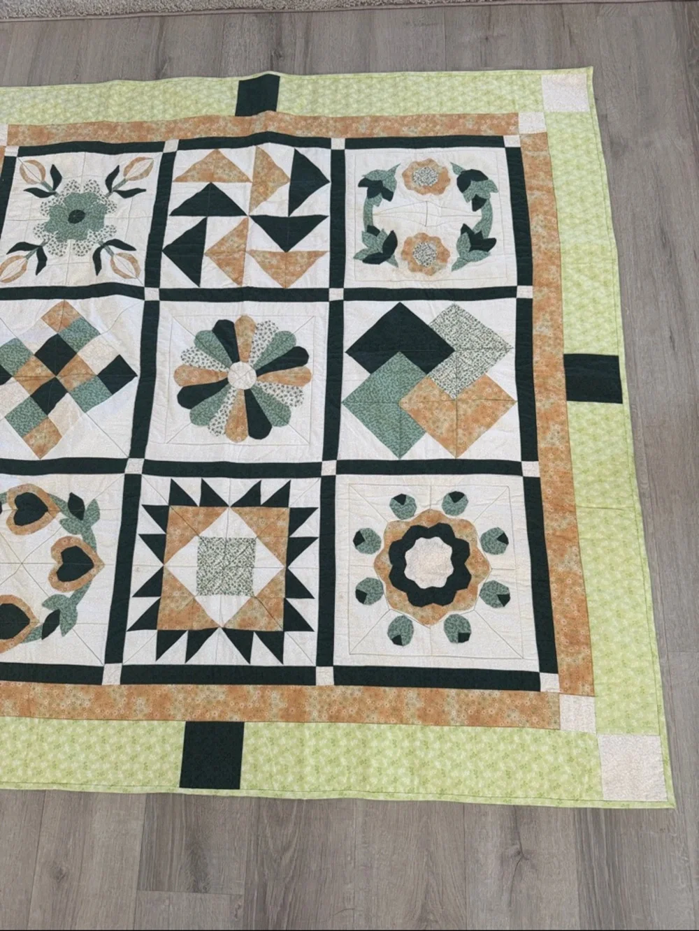 Vintage Quilt Floral and Flowers Blocks 50x50 inches Traditional Cottagecore